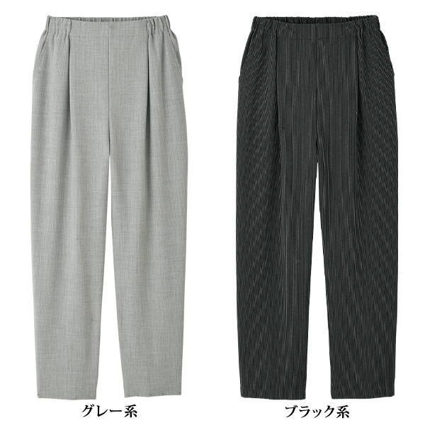 尾州織縞柄サッカー素材コクーンパンツ 大きいサイズ M L LL 3L