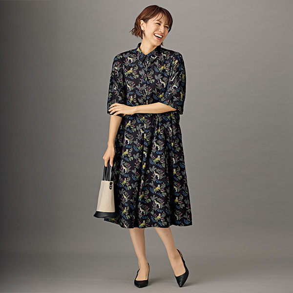 綿100％サファリ柄ワンピース