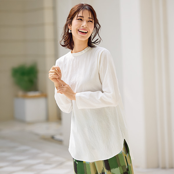 裾ラウンドシャツチュニック