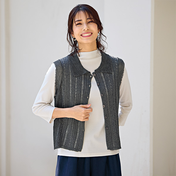 透かし編みニットベスト