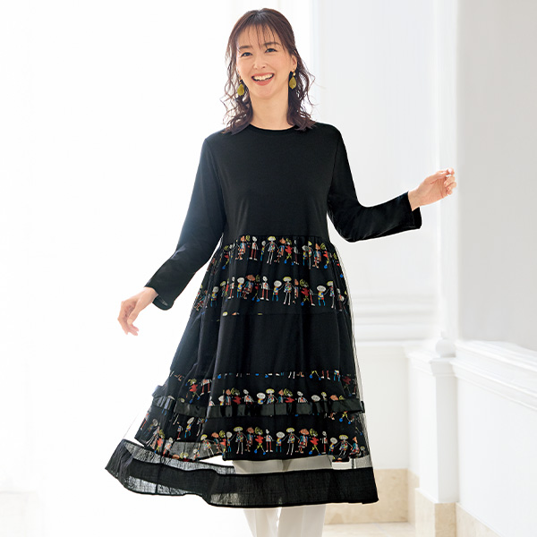 異素材重ねチュニックワンピース