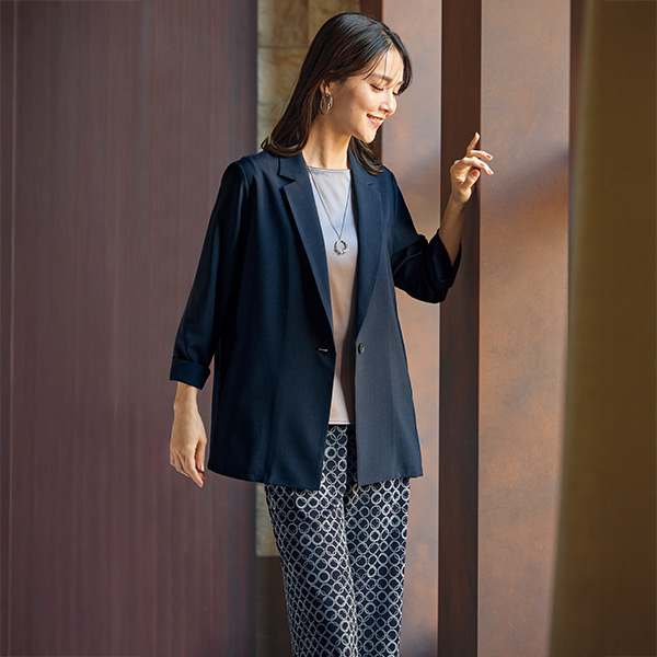 機能素材ロングテーラードジャケット