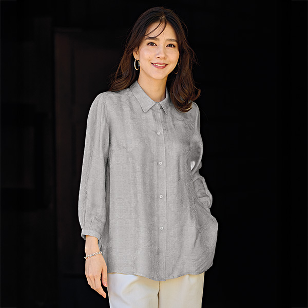 シルク混ジャカード織ブラウス