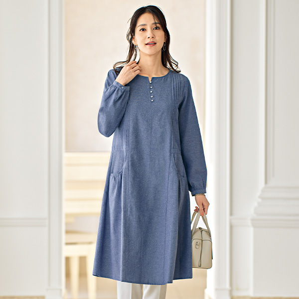 ピンタック使いチュニックワンピース