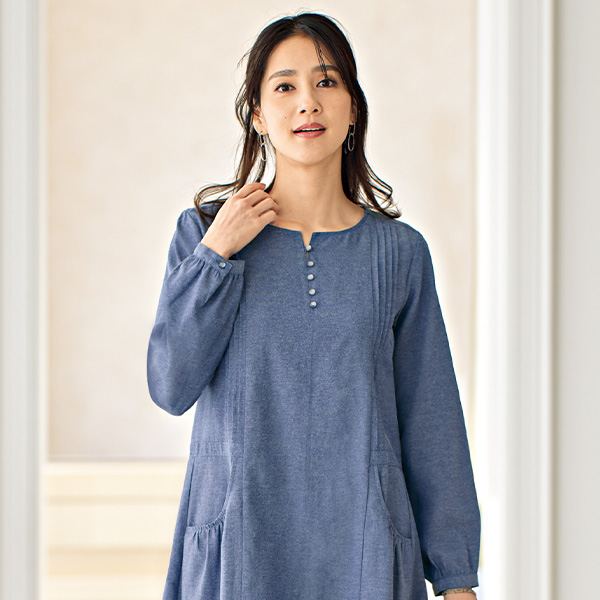 ピンタック使いチュニックワンピース