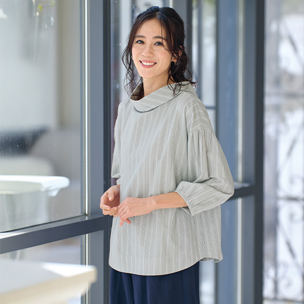 ドビー織ストライプブラウス