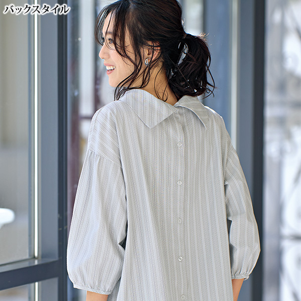 ドビー織ストライプブラウス