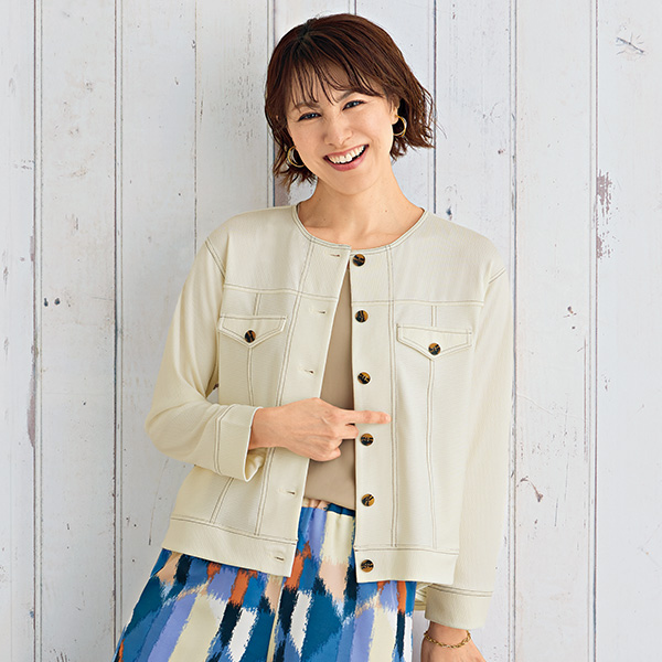 配色ステッチジャージージャケット