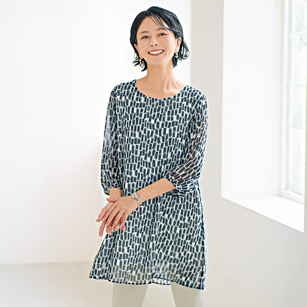 シフォンプリントチュニック