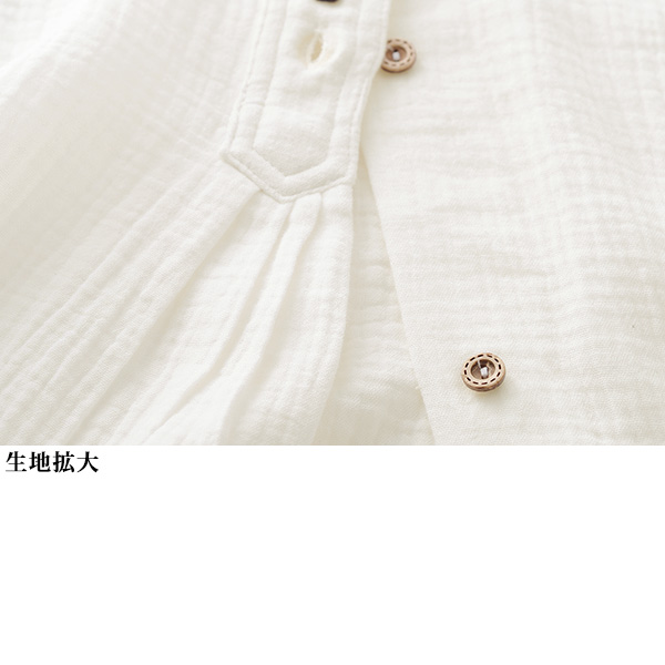 コットンガーゼ多ボタンシャツチュニック