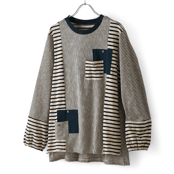 ピッチ違いボーダープルオーバー