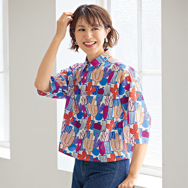 サボテン柄シャツ