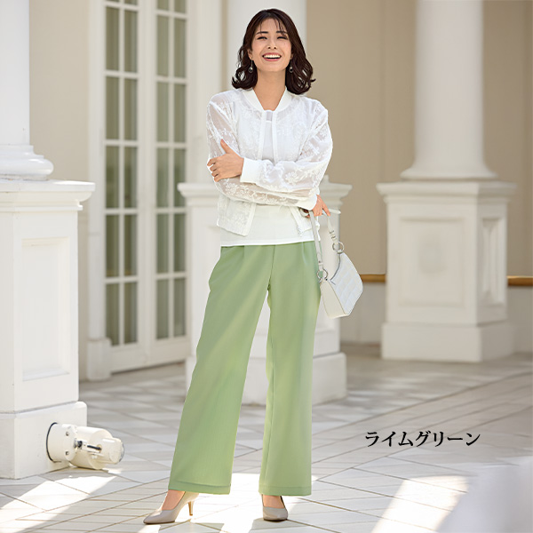 お家で洗えるセミワイドパンツ 大きいサイズ M L LL 3L