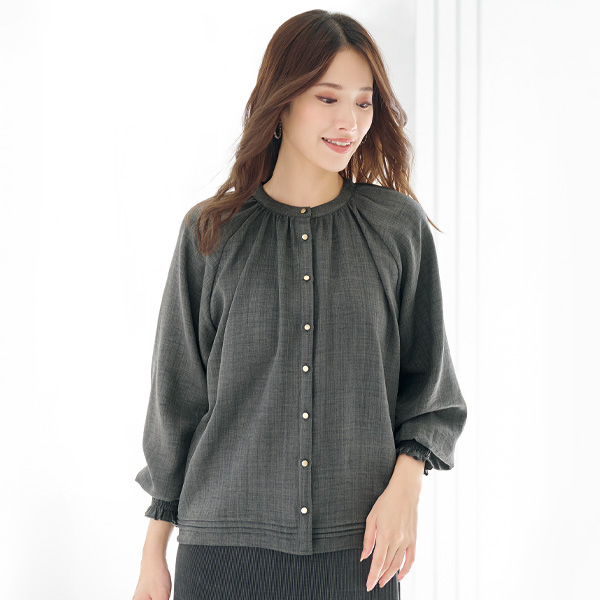 ノーカラーブラウスジャケット