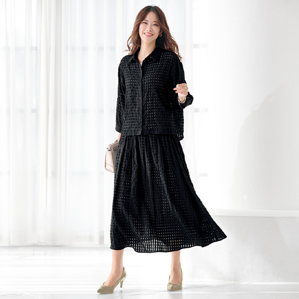 シアーギンガム素材シャツ 大きいサイズ M L LL 3L