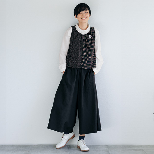 ドット柄切替えベスト