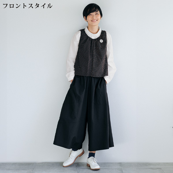 ドット柄ポケット付ワイドパンツ