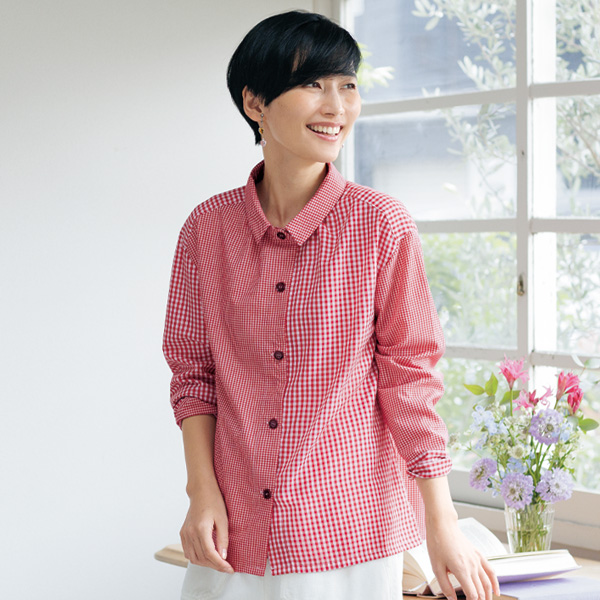 ギンガムチェック切替えシャツ