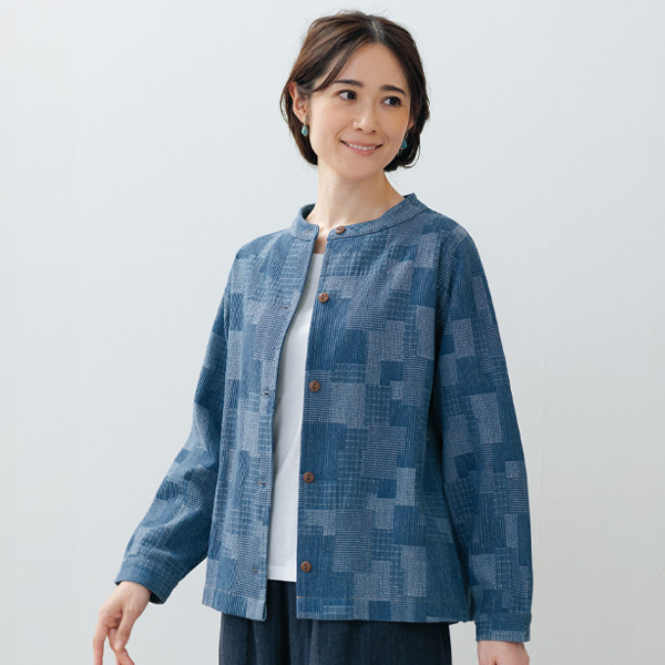 パッチワーク風ジャカード織ジャケット