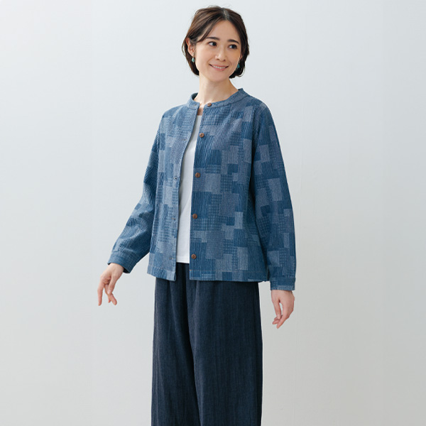 パッチワーク風ジャカード織ジャケット