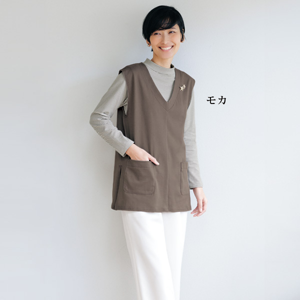 ポケット付柔らかコットンベスト