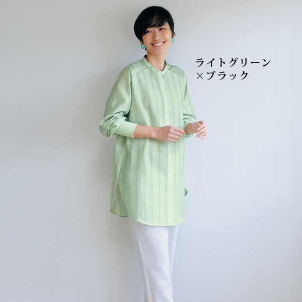 袖口リブ使いシャツチュニック