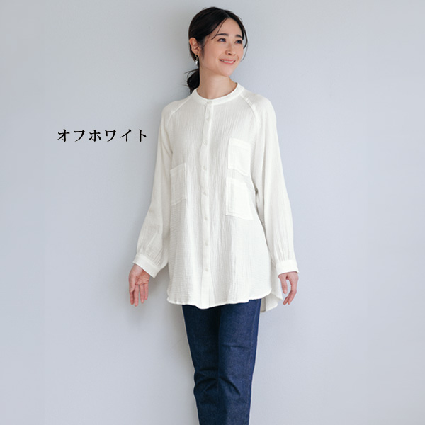 コットンガーゼの柔らかシャツチュニック