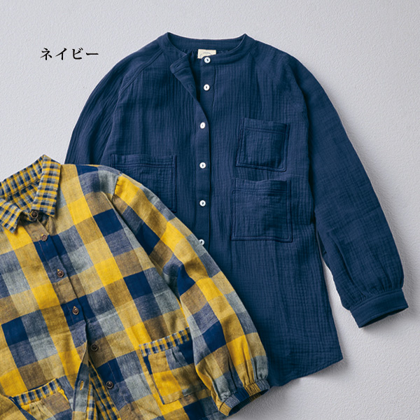 コットンガーゼの柔らかシャツチュニック