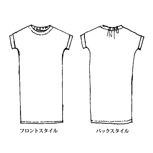 よろけ縞柄ドルマンチュニックワンピース