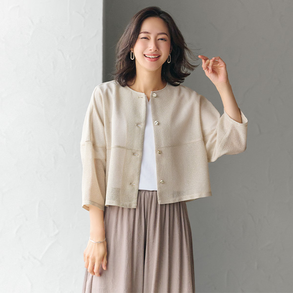 ラメ入りメッシュジャケット