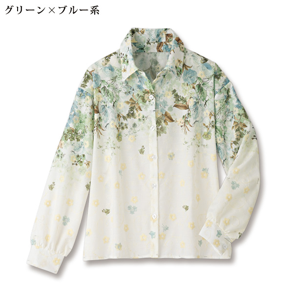 パネルフラワー柄総刺しゅうブラウス