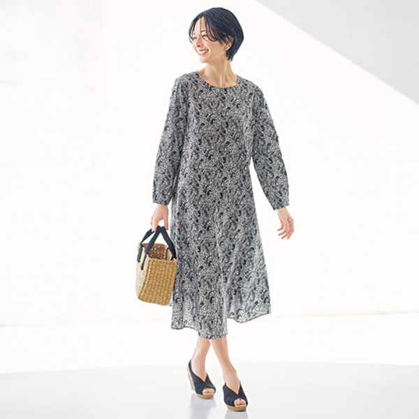 綿100％ペイズリー柄ワンピース