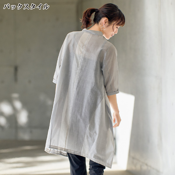 シアーストライプシャツチュニック