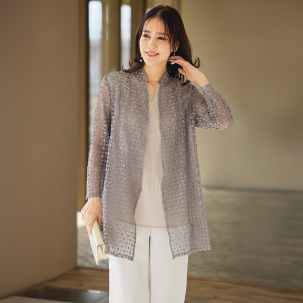 総レーストッパー＆ブラウスアンサンブル 大きいサイズ M L LL 3L