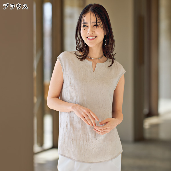 総レーストッパー＆ブラウスアンサンブル 大きいサイズ M L LL 3L