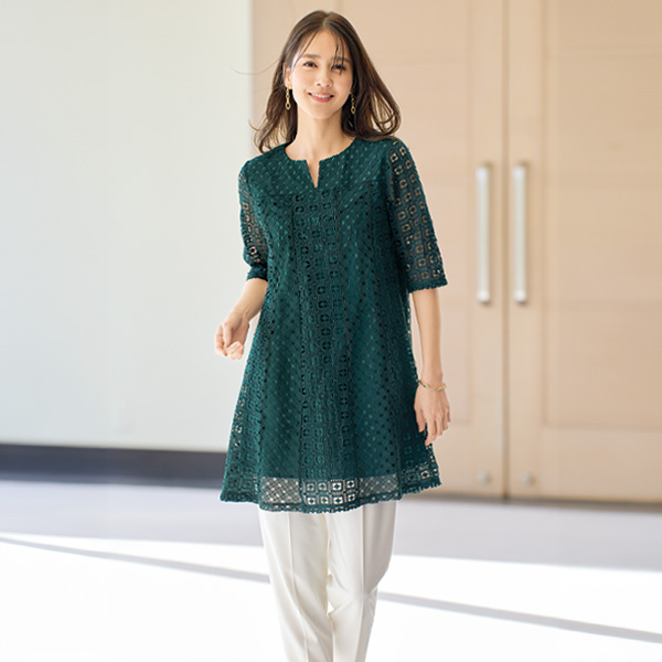 総レースチュニック 大きいサイズ M L LL 3L