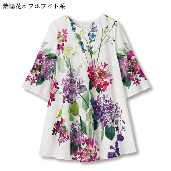 インド綿 パネルプリントフレアチュニック