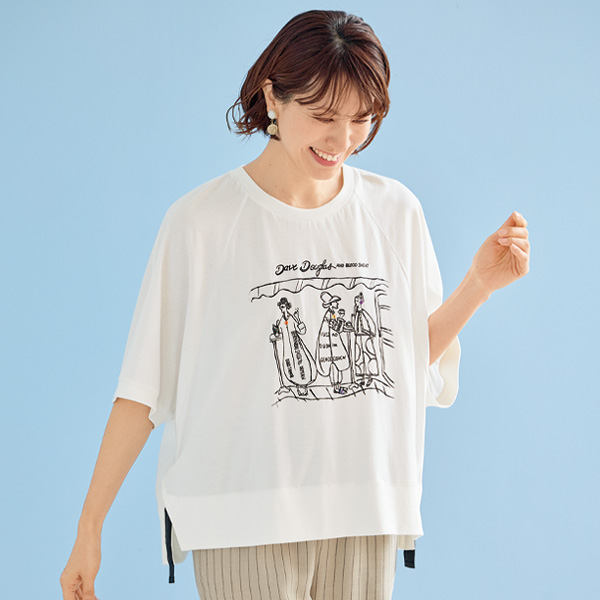 カフェプリントドルマンプルオーバー