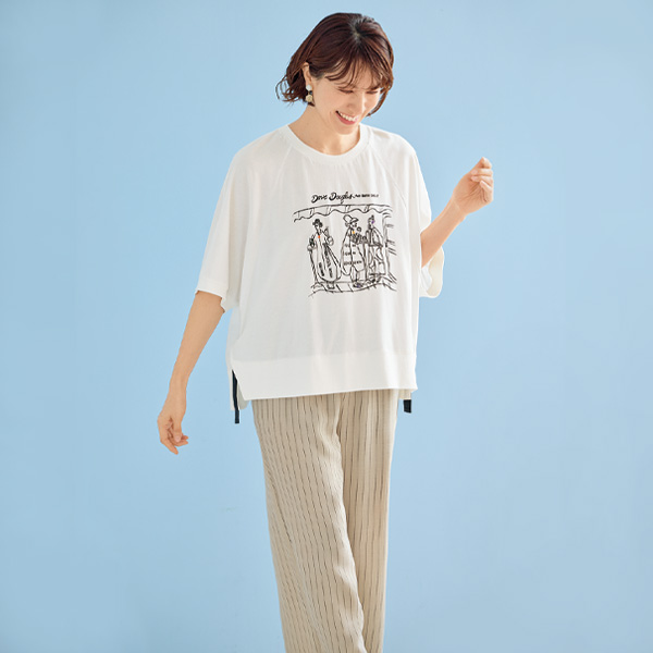 カフェプリントドルマンプルオーバー