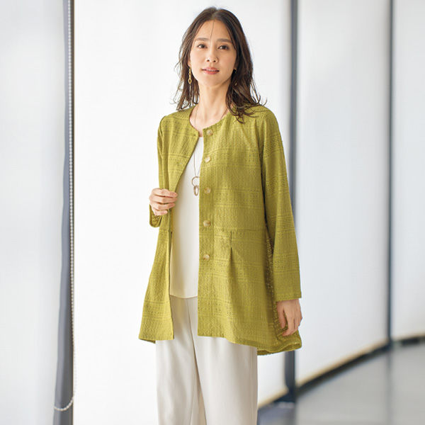ジャカード素材リラックスジャケット