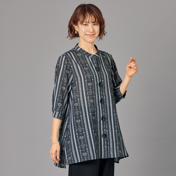 ボタン使いゆったりシャツチュニック