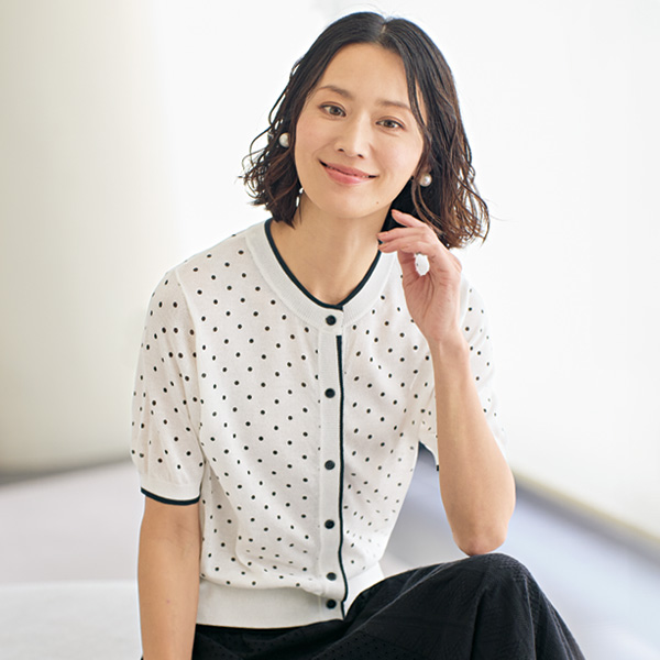 ドット柄サマーニットカーディガン