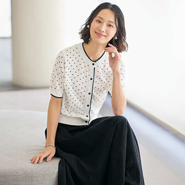 ドット柄サマーニットカーディガン
