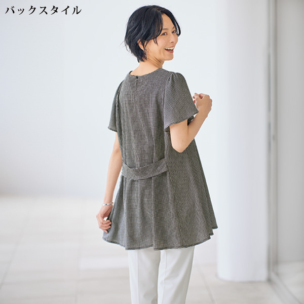 フレア袖バックシャンチュニック 大きいサイズ M L LL 3L