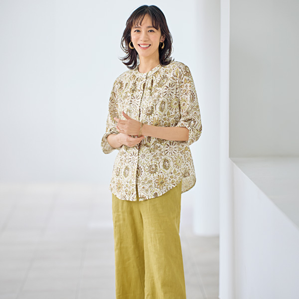 フラワープリントシャツブラウス 大きいサイズ M L LL 3L