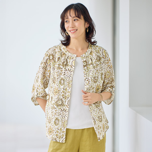 フラワープリントシャツブラウス 大きいサイズ M L LL 3L