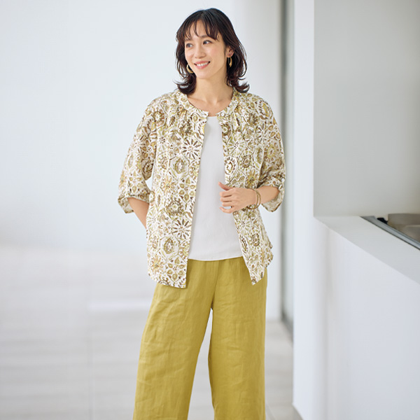 フラワープリントシャツブラウス 大きいサイズ M L LL 3L