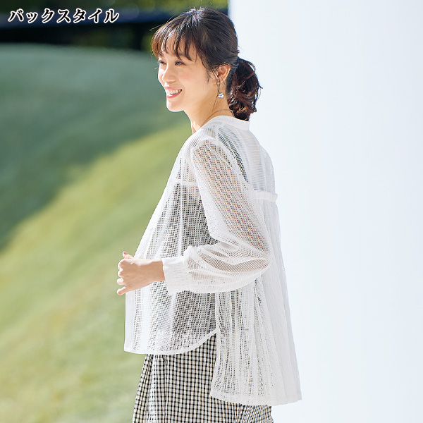 後ろプリーツシアーシャツジャケット 大きいサイズ M L LL 3L