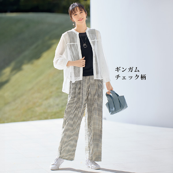 サッカー素材セミワイドパンツ