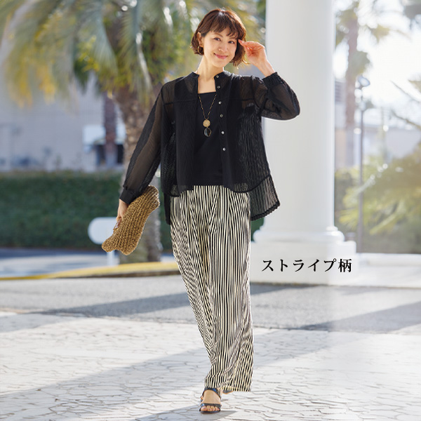 サッカー素材セミワイドパンツ